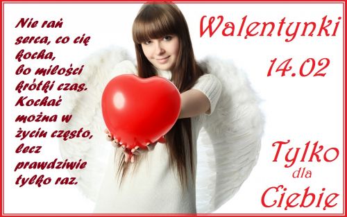 Aniołek z wierszem na walentynki